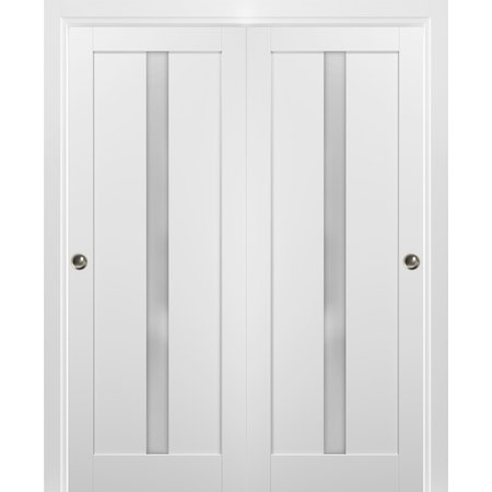 SARTODOORS Closet Bypass Interior Door, 84" x 80", White QUADRO4112DBD-WS-84